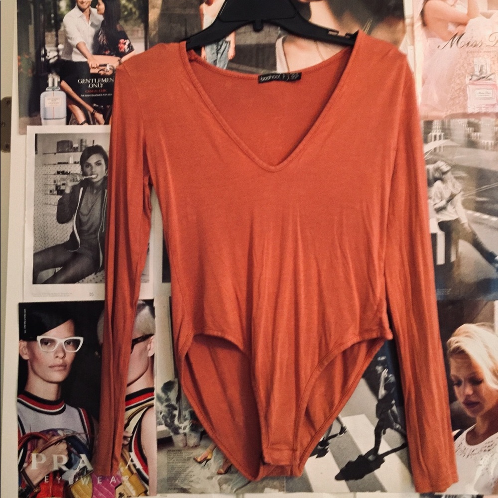 Boohoo salmon pink bodysuit